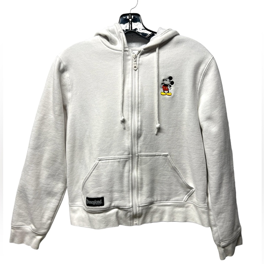 Vintage Disneyland Womens Medium White Full Zip Hooded embroidered Mickey